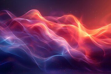 Obraz premium Vibrant Red and Purple Tech Waves on Gradient. Concept Digital Art, Abstract Design, Gradient Background, Vibrant Colors