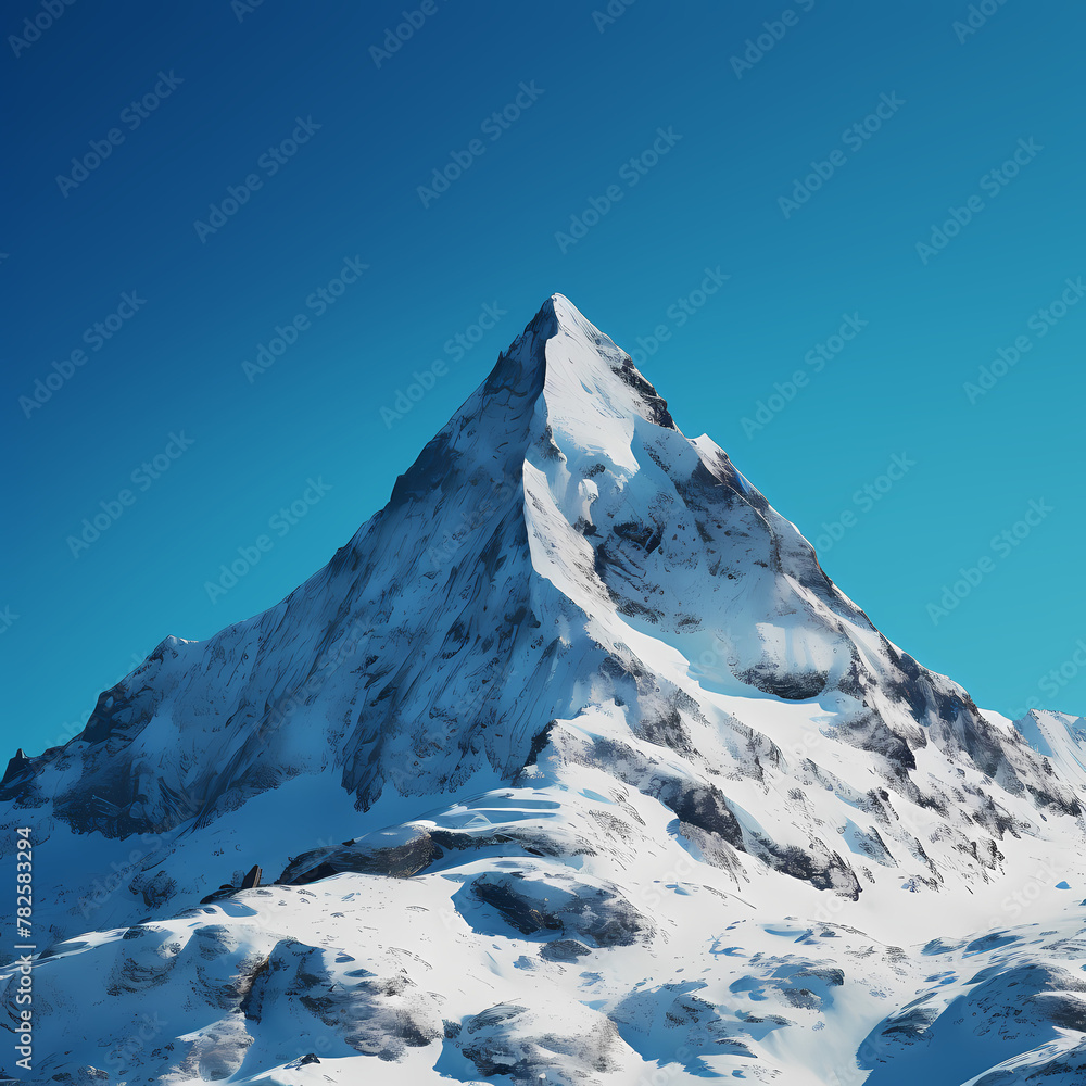 Canvas Prints A snowy mountain peak against a clear blue sky.