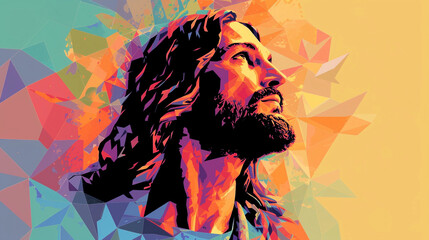 Pastel Color Collage Portrait of Jesus Christ - obrazy, fototapety, plakaty