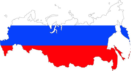 Map of Russia with flag - 782586851
