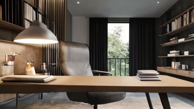 Architecture image of modern design minimal style home office with desk created with generative ai