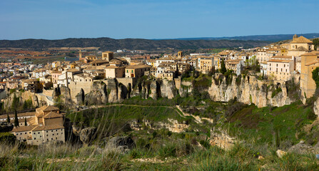 Fototapeta na wymiar Picturesque aerial view of the medieval city of Cuenca, located on the rocks, Spain