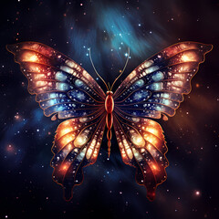 Cosmic butterfly with wings made of galaxies - obrazy, fototapety, plakaty
