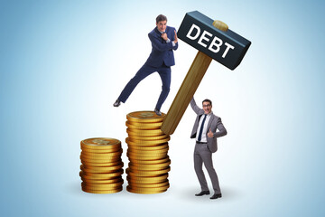 Businessman in loan and debt concept