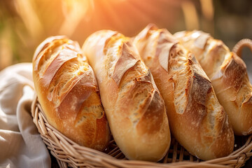 Fresh Baked Bread, Golden Brown Loaves, Artisanal Bakery Concept