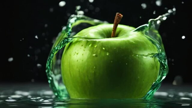 green apple in water , green apple, sinking in water tank created with generative ai