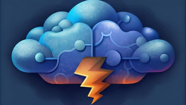 A thundercloud with tered puzzle pieces representing the intricate and puzzlesolving capabilities of Cognition Tempest.