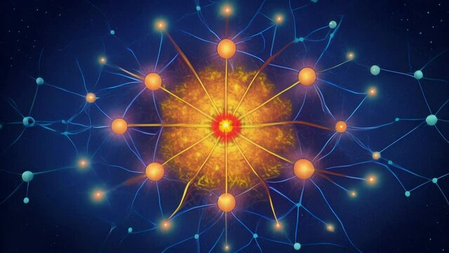 An abstract representation of the Neuronal Network Nexus as a constellation of sparkling neurons each one a tiny point of light representing a