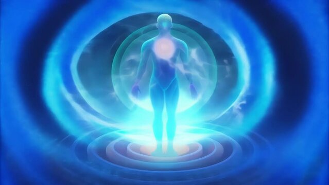 A holographic figure constantly morphing and shifting mirroring the AIs fluid and everevolving sense of consciousness and identity.