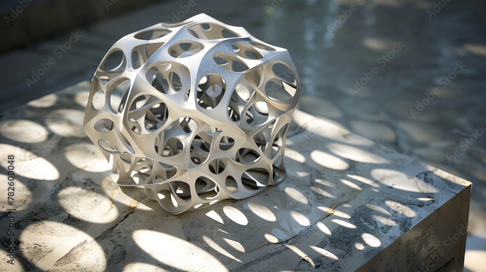 Poster a hovering lattice of interlocking octahedrons casting complex shadows ai generated illustration