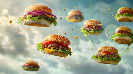 Savor the Moment: Flyers Fast Food Burger Delights - A Taste of Satisfaction in Every Bite - obrazy, fototapety, plakaty
