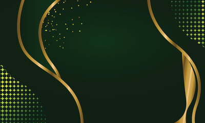 Realistic abstract luxury green and gold background