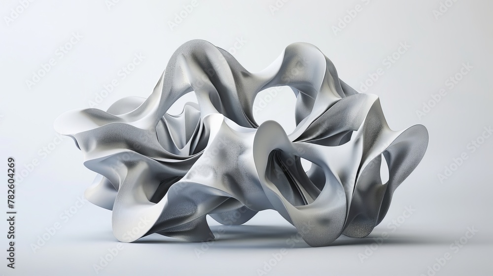 Poster A series of interconnected polyhedra twisting and turning in the emptiness   AI generated illustration