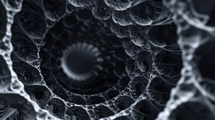 A series of interconnected fractal spirals twisting and turning in the void   AI generated illustration
