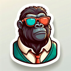 A cool stylish gorilla with colored glasses