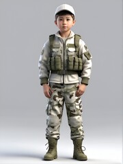 3D boy character with army suit