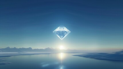 A solitary diamond shape soaring towards infinity   AI generated illustration - obrazy, fototapety, plakaty