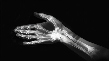 Naklejka premium Hand x-ray view on a black background
