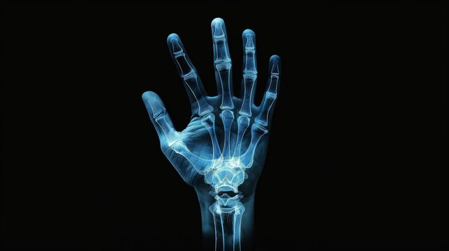 Hand x-ray view on a black background