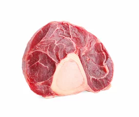 Schilderijen op glas Piece of raw beef meat isolated on white © New Africa