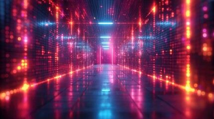 Server racks in server room data center. Created with Generative AI.