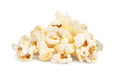 Fresh popcorn isolated on white. Tasty snack