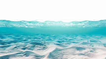 water wave underwater blue ocean swimming pool wide panorama background sandy sea bottom isolated on white background