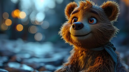 Cute baby bear cartoon. Created with Generative AI.