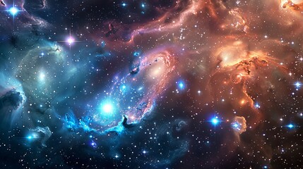 Fototapeta premium A vast cosmic landscape filled with sparkling stars and distant galaxies AI generated illustration