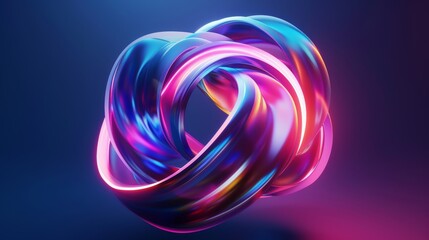 Abstract forms twisting and turning in a neon vortex d style isolated flying objects memphis style d render  AI generated illustration