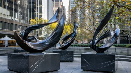 Abstract sculptures soaring freely  AI generated illustration