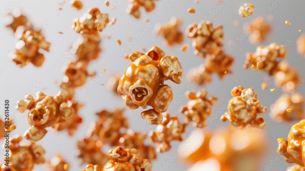 Aufkleber an array of caramel popcorn in varying shades d style isolated flying objects memphis style d render
