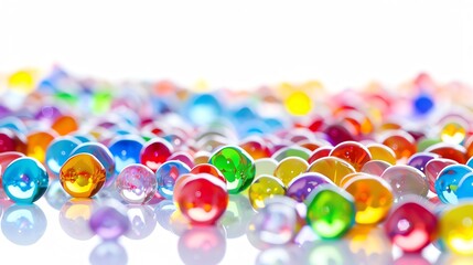 Vibrant Multicolored Water Beads Background, Translucent Hydrogel Spheres, Abstract Jelly Beads Texture