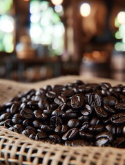 Hyper-realistic macro coffee beans