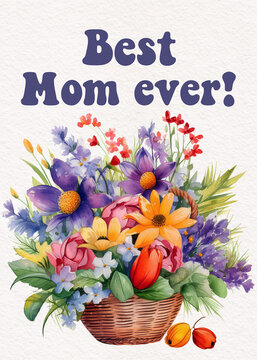 Mother's day postcard. Mother's day card Best mom ever