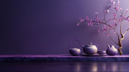 Zen Tea on violet background. The Calming Brew.
