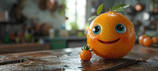 Cute happy smiling orange character. Created with Generative AI. - obrazy, fototapety, plakaty