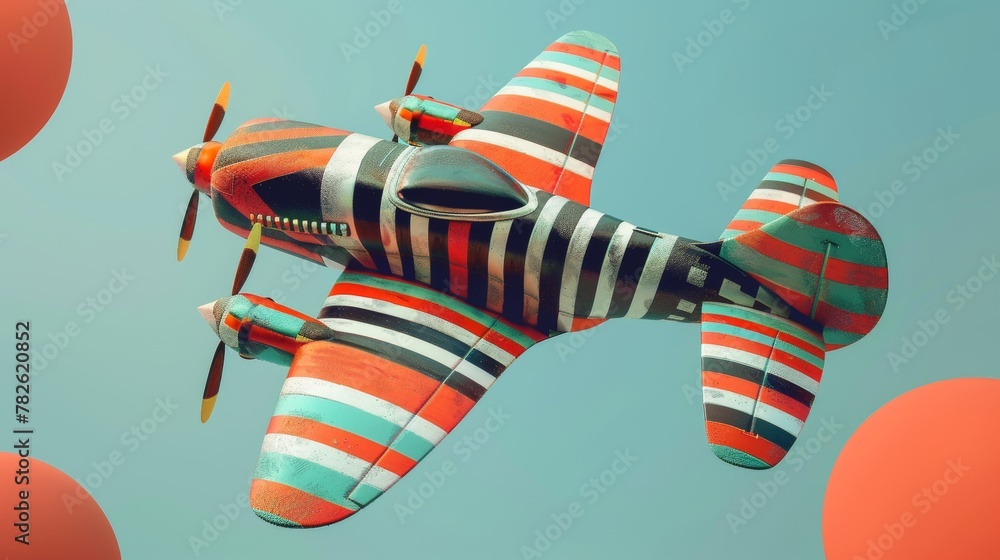 Poster bold patterns and textures on flying objects 3d style isolated flying objects memphis style 3d rende
