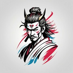 Oni Samurai, Hand Drawn Illustration Vector