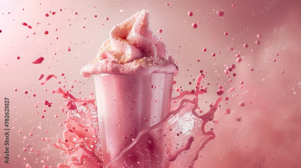 Poster capture the motion of a flying smoothie with a mix of directional and ambient light ai generated ill
