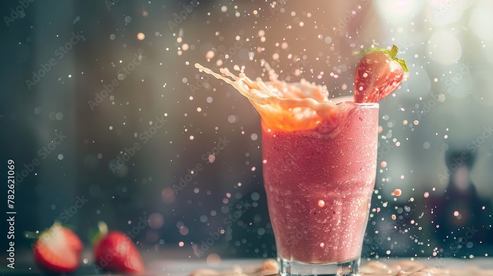 Poster capture the motion of a flying smoothie with a mix of directional and ambient light ai generated ill