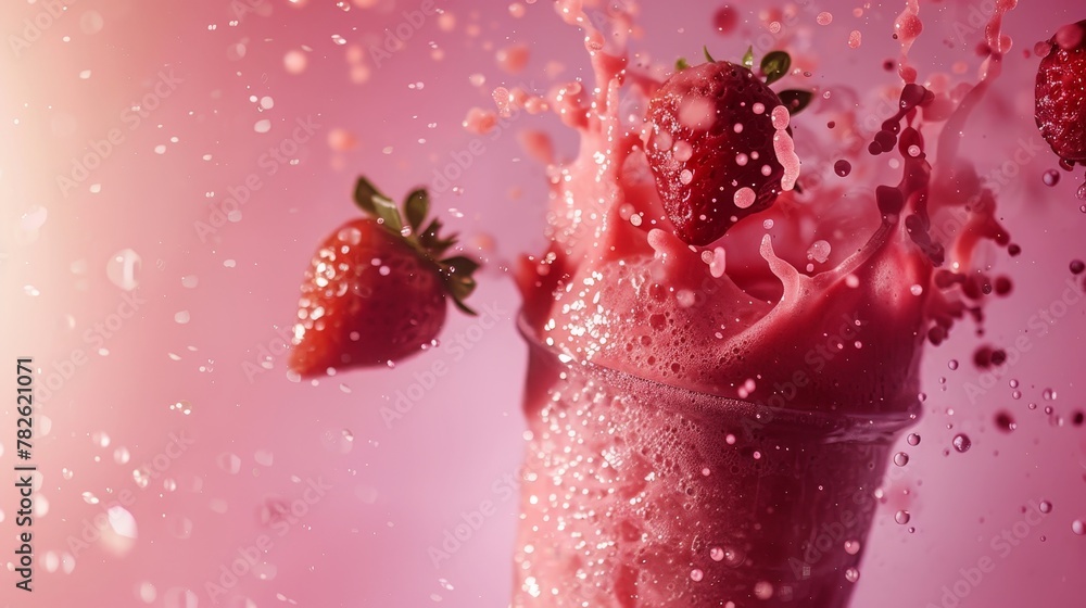 Poster capture the motion of a flying smoothie with a mix of directional and ambient light ai generated ill