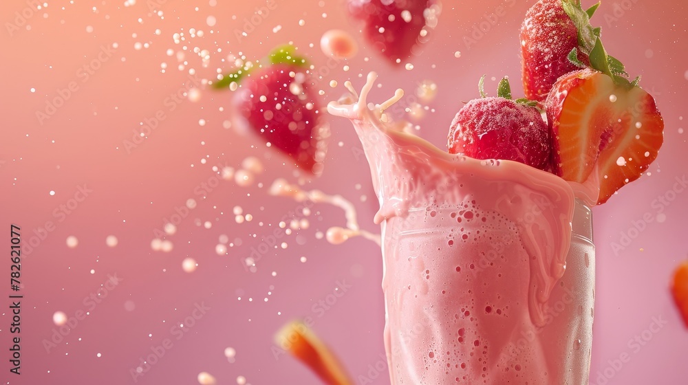 Poster capture the motion of a flying smoothie with a mix of directional and ambient light ai generated ill