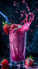 Capture the motion of a flying smoothie with a mix of directional and ambient light   AI generated illustration