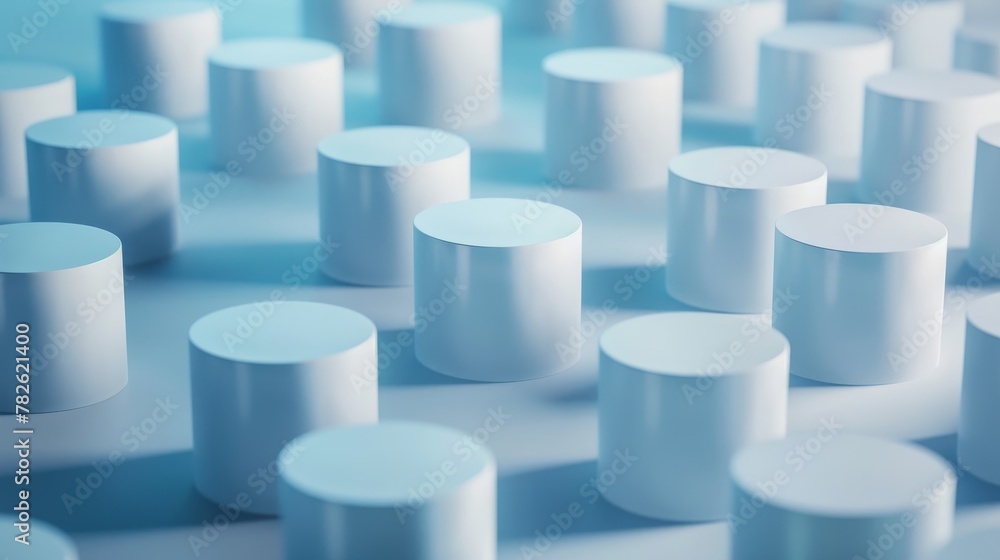 Poster cluster of floating cylinders arranged in a grid ai generated illustration