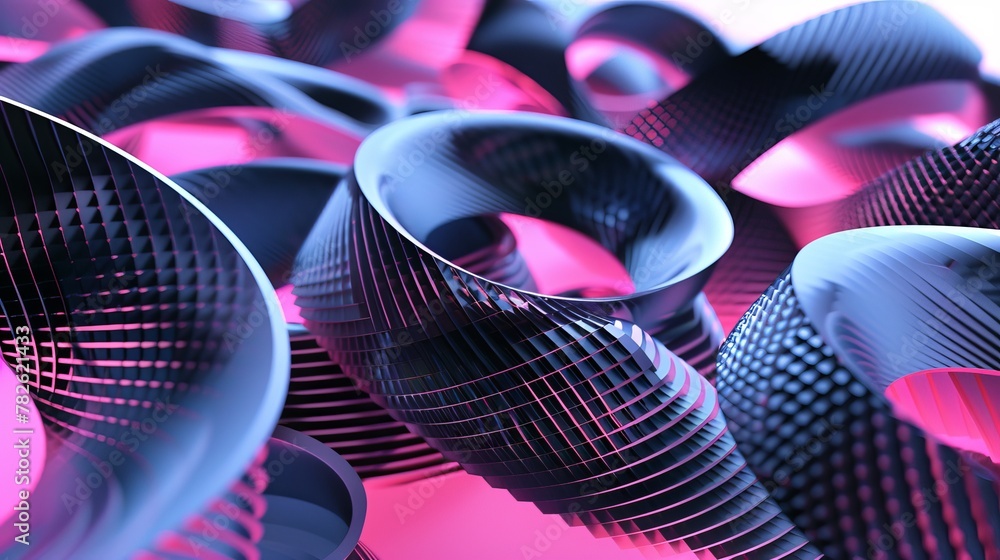 Poster cluster of rotating shapes in a mesmerizing dance ai generated illustration