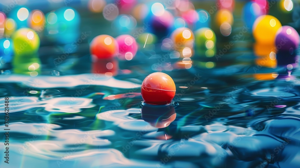 Poster colored objects floating in solitude ai generated illustration