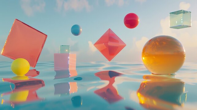 Colored shapes floating in solitude  AI generated illustration