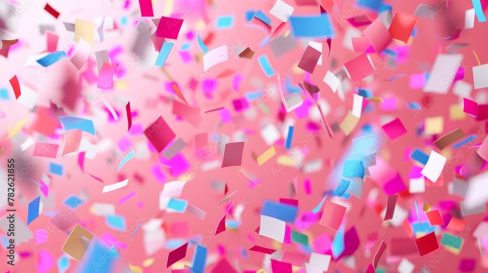 Poster confetti falling in a celebration setting 3d style isolated flying objects memphis style 3d render a