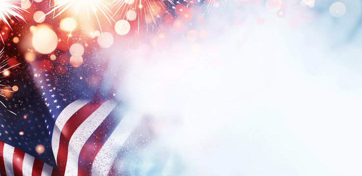 Digital background featuring American flag with firework